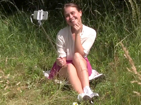The selfie in the countryside turns into hot ass with a pretty brunette 1